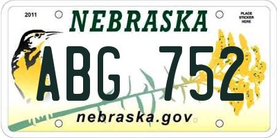 NE license plate ABG752