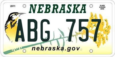 NE license plate ABG757