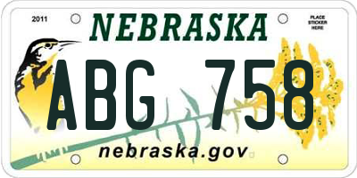 NE license plate ABG758