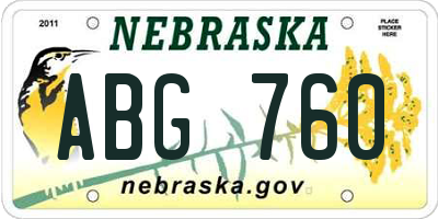 NE license plate ABG760