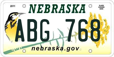 NE license plate ABG768