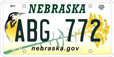 NE license plate ABG772