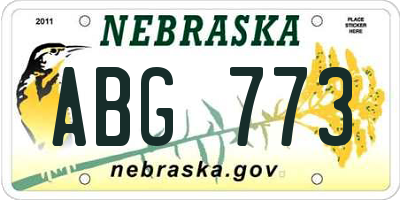 NE license plate ABG773