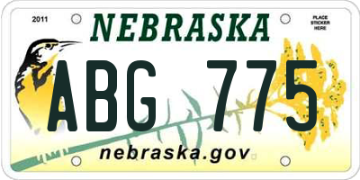 NE license plate ABG775