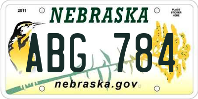 NE license plate ABG784