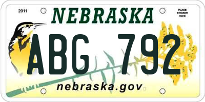 NE license plate ABG792
