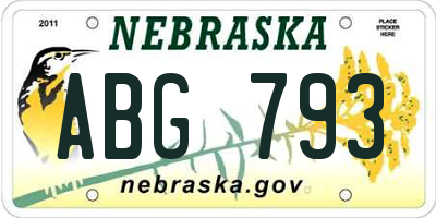 NE license plate ABG793