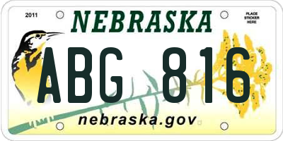 NE license plate ABG816