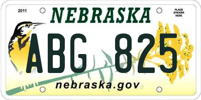 NE license plate ABG825