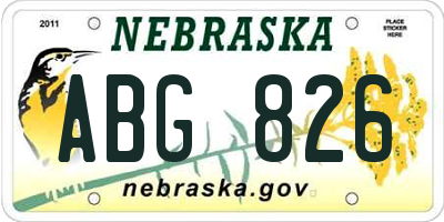 NE license plate ABG826