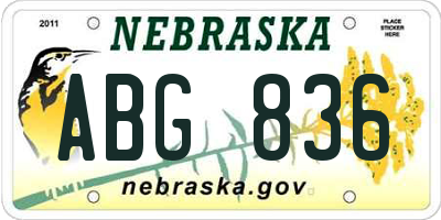 NE license plate ABG836