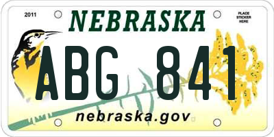 NE license plate ABG841