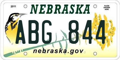 NE license plate ABG844