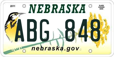 NE license plate ABG848