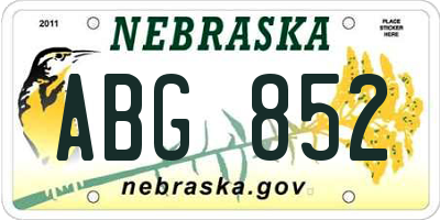 NE license plate ABG852