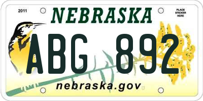 NE license plate ABG892