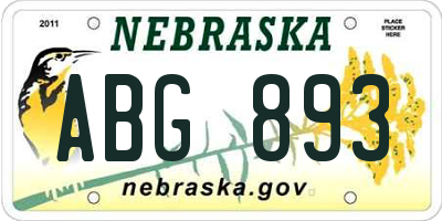 NE license plate ABG893