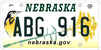 NE license plate ABG916
