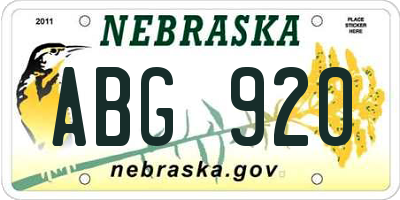 NE license plate ABG920