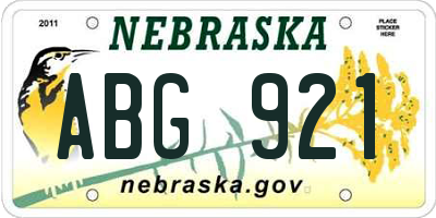 NE license plate ABG921