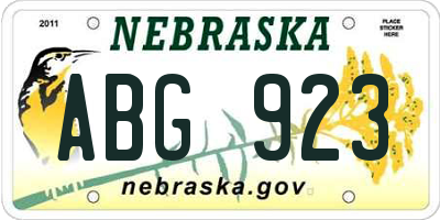 NE license plate ABG923