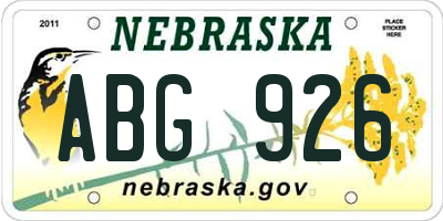 NE license plate ABG926