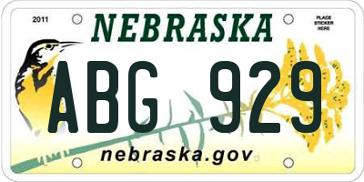 NE license plate ABG929