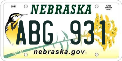 NE license plate ABG931