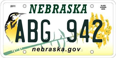 NE license plate ABG942