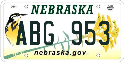 NE license plate ABG953