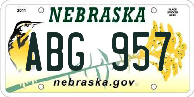 NE license plate ABG957