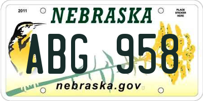 NE license plate ABG958