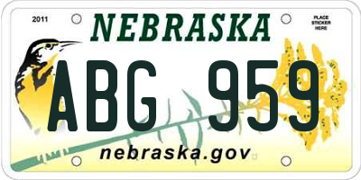 NE license plate ABG959