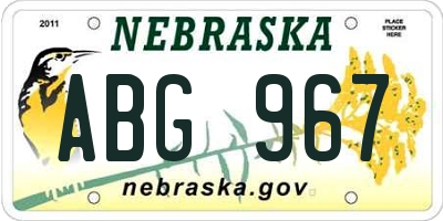 NE license plate ABG967