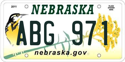 NE license plate ABG971