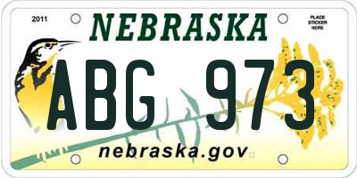 NE license plate ABG973