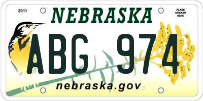 NE license plate ABG974