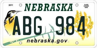 NE license plate ABG984