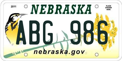 NE license plate ABG986