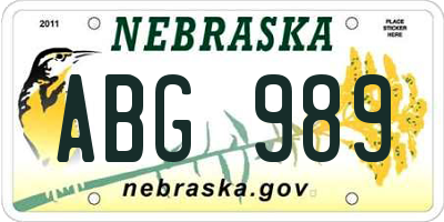 NE license plate ABG989