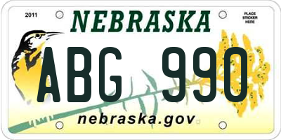 NE license plate ABG990