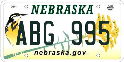 NE license plate ABG995