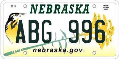 NE license plate ABG996