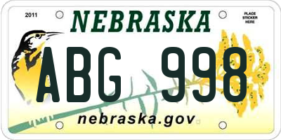 NE license plate ABG998