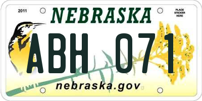 NE license plate ABH071