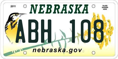 NE license plate ABH108