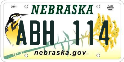 NE license plate ABH114