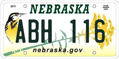 NE license plate ABH116