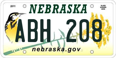 NE license plate ABH208