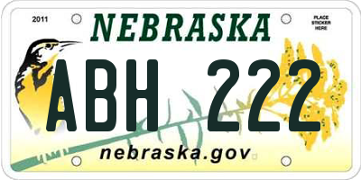 NE license plate ABH222